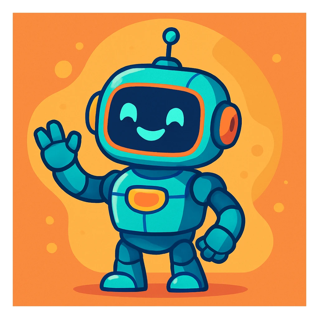 vibrant and friendly ai robot, futuristic design sticker