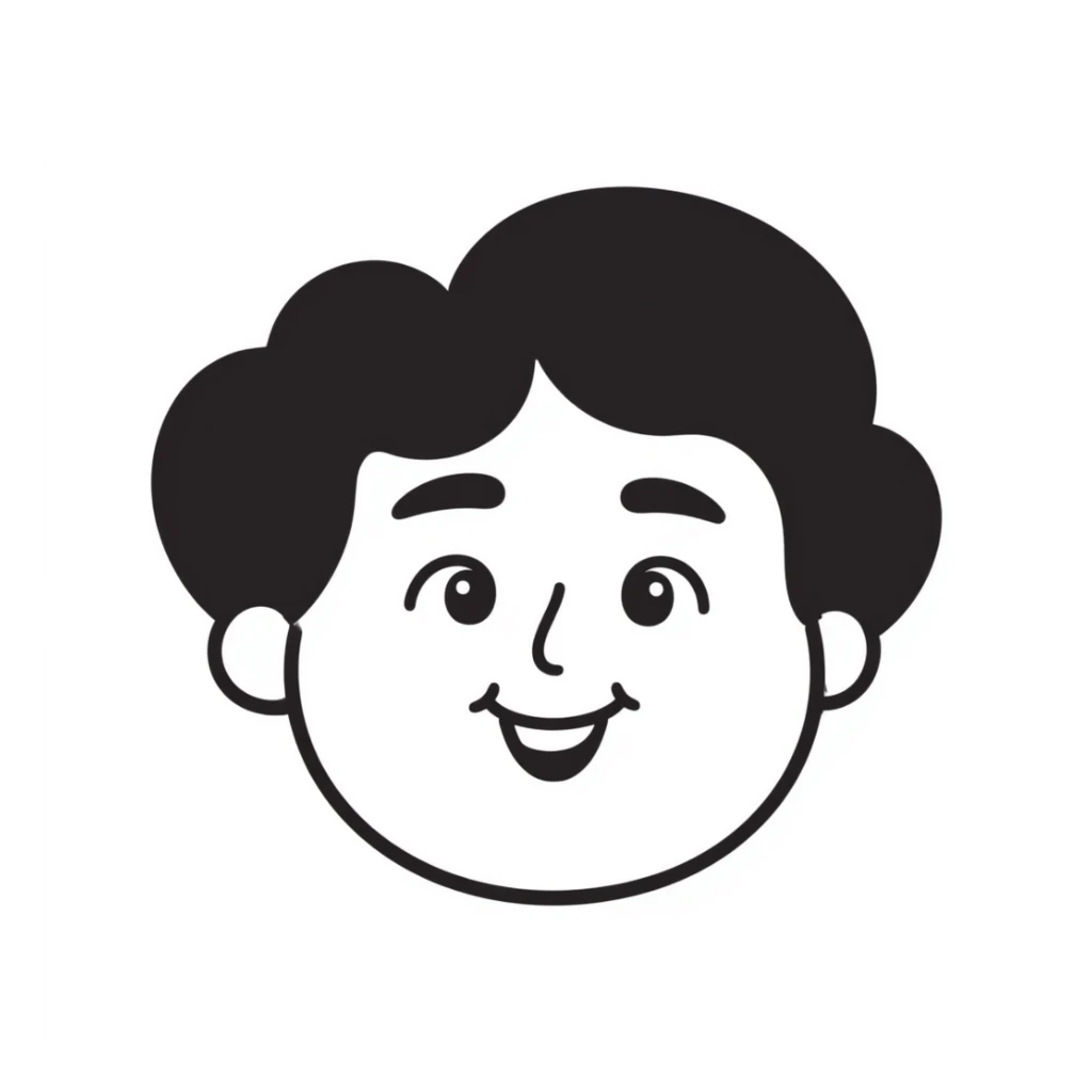 cheerful face expressing happiness, hand drawn doodle style sticker