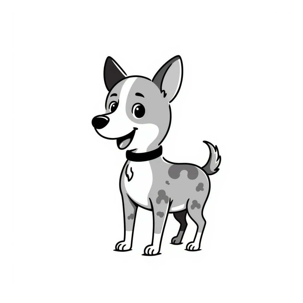 hand drawn doodle style chihuahua dog, simple black line art sticker