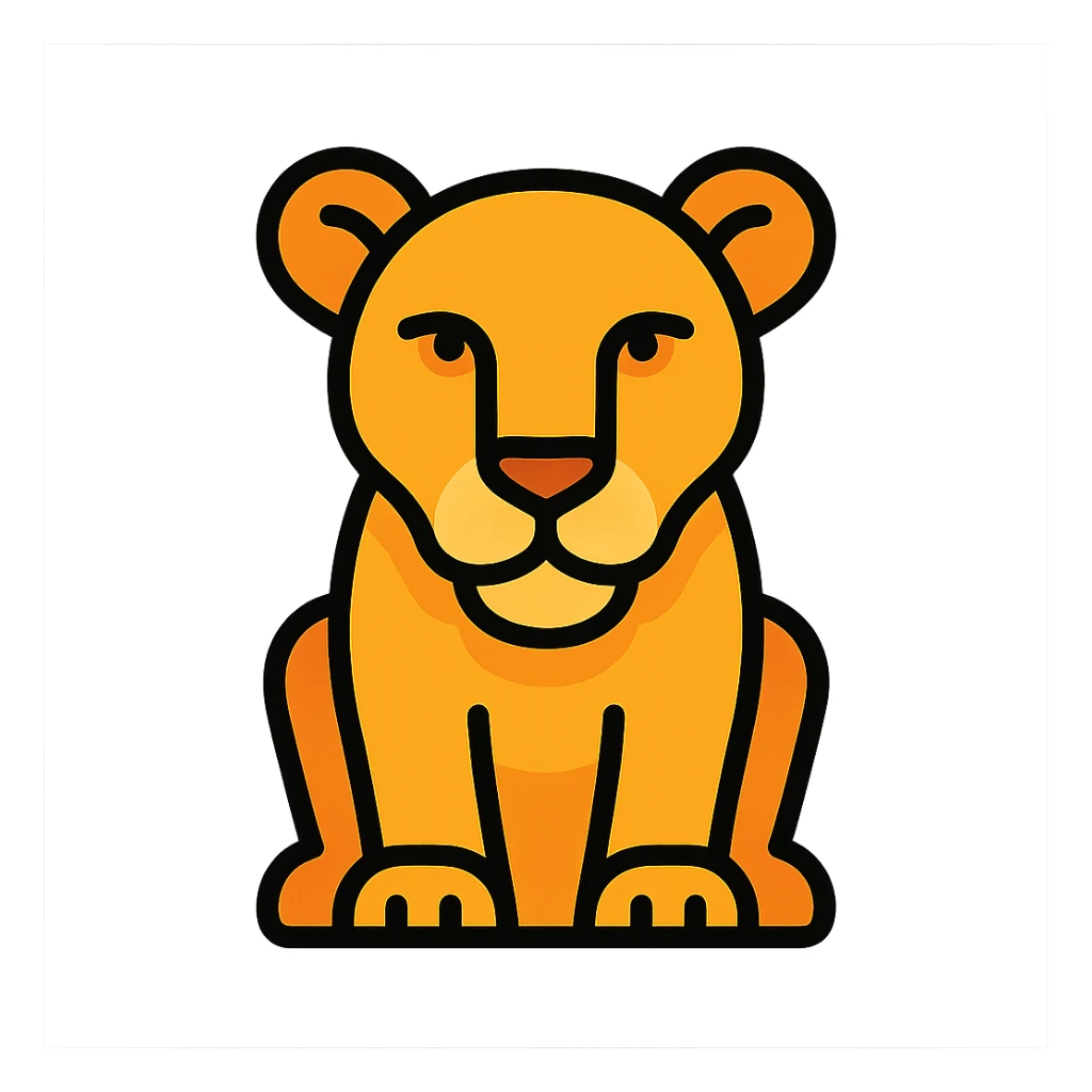 lioness, lineal color icon, clean and modern sticker