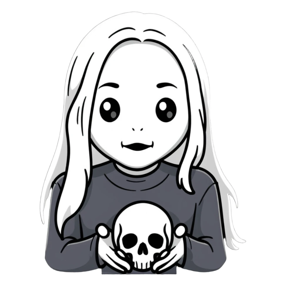 black and white ghost like Phoebe Bridgers Punisher album sticker