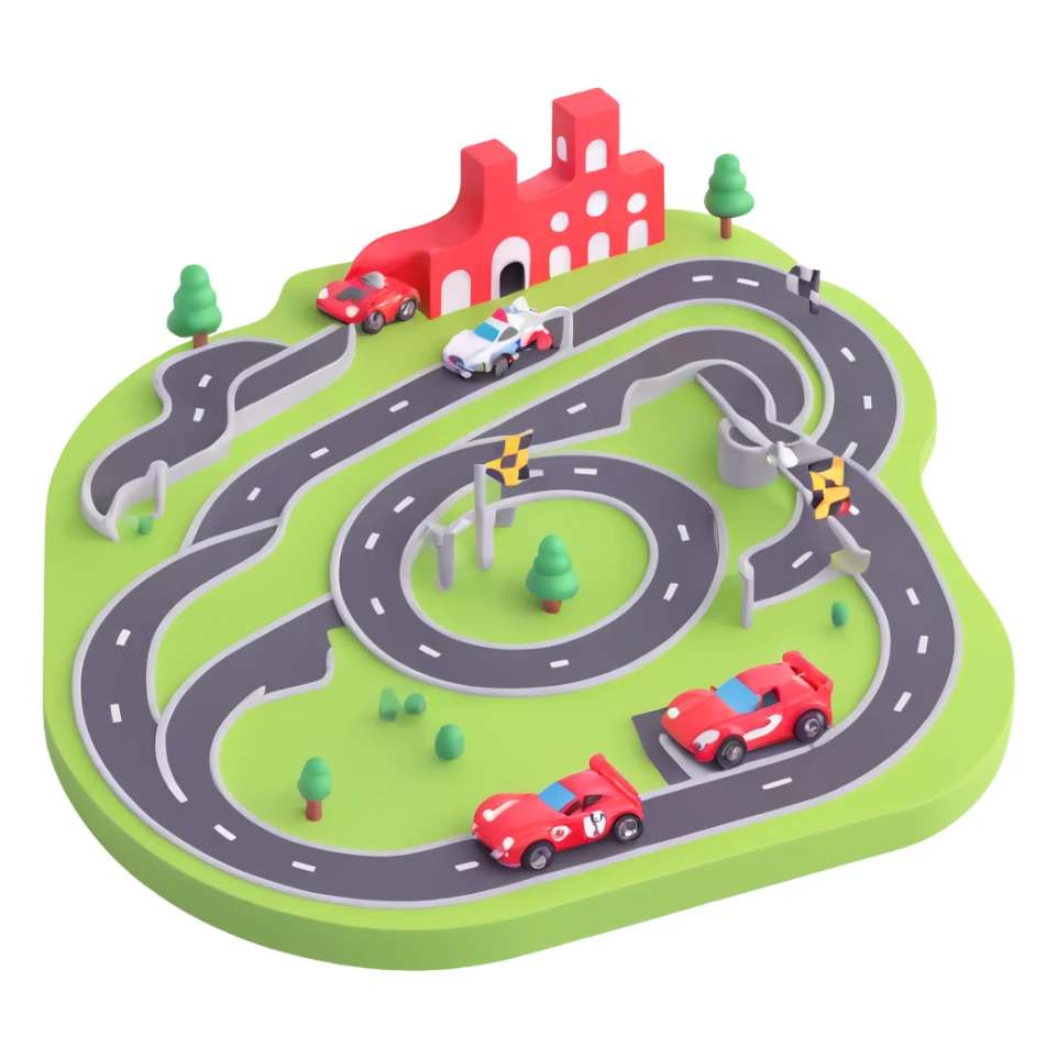 race track with racing cars sticker