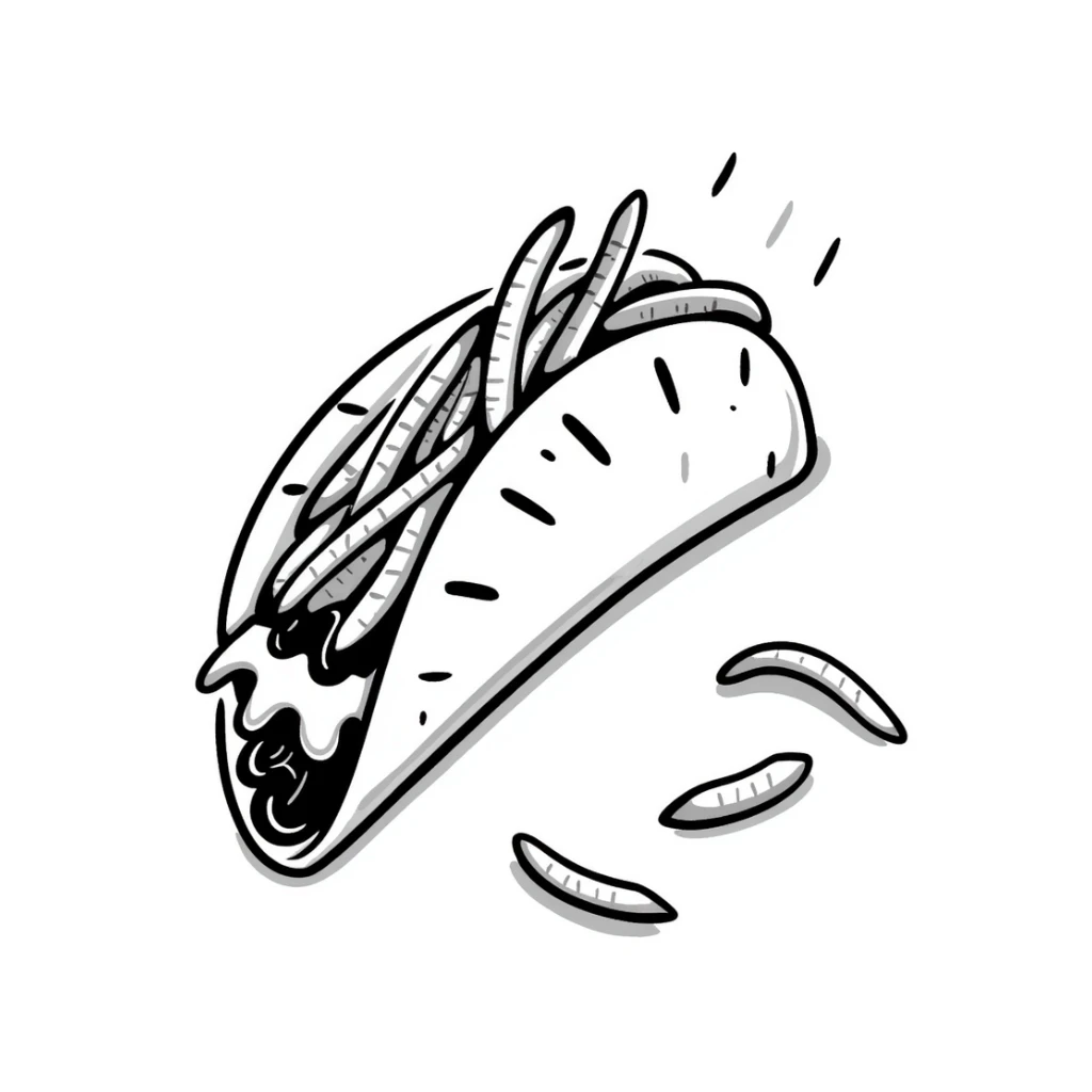 French tacos, grilled wrap with fillings, cheese, and fries sticker