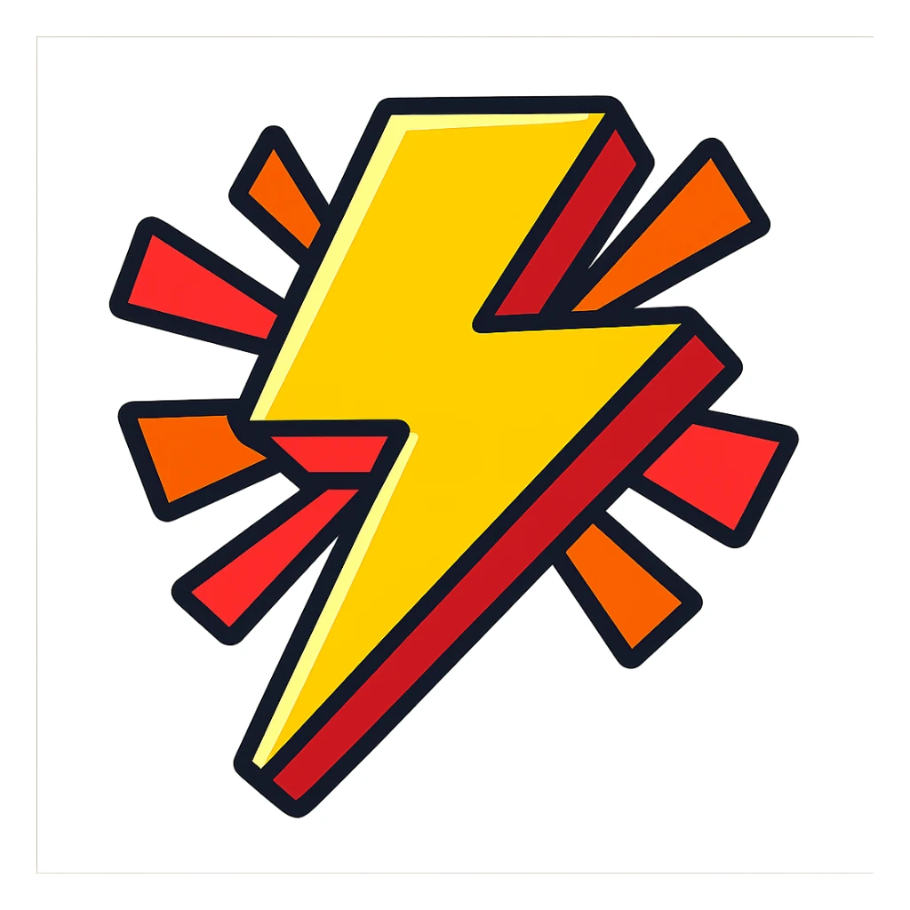 rayo, estilo cartoon vibrante, colores brillantes sticker