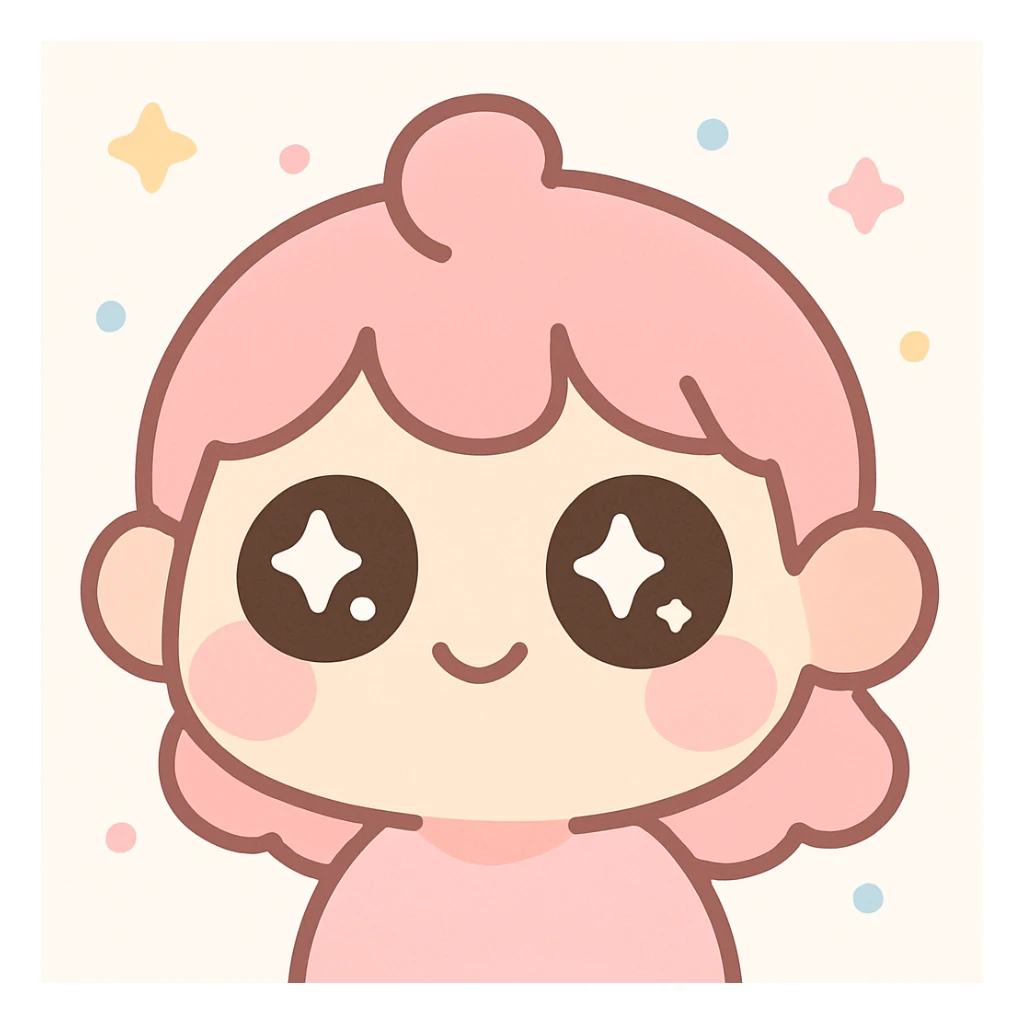 kawaii style, pretty, pink, big eyes, cute lips, playful expression sticker