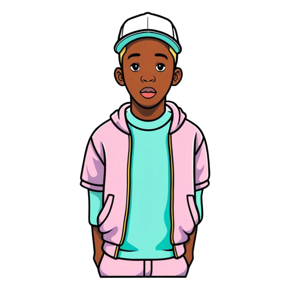 Tyler the Creator wearing his pastel CHROMAKOPIA outfit sticker