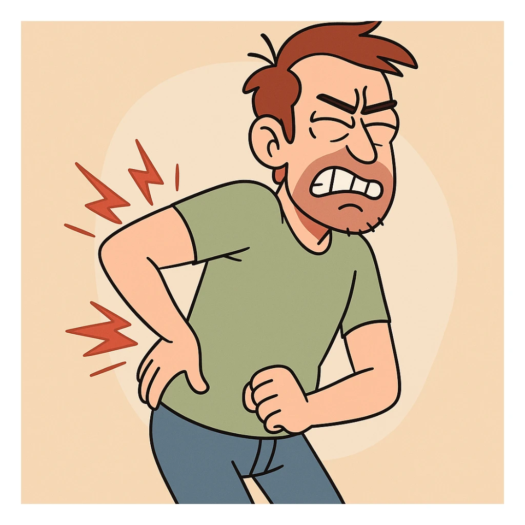 back pain, clear and expressive illustration sticker