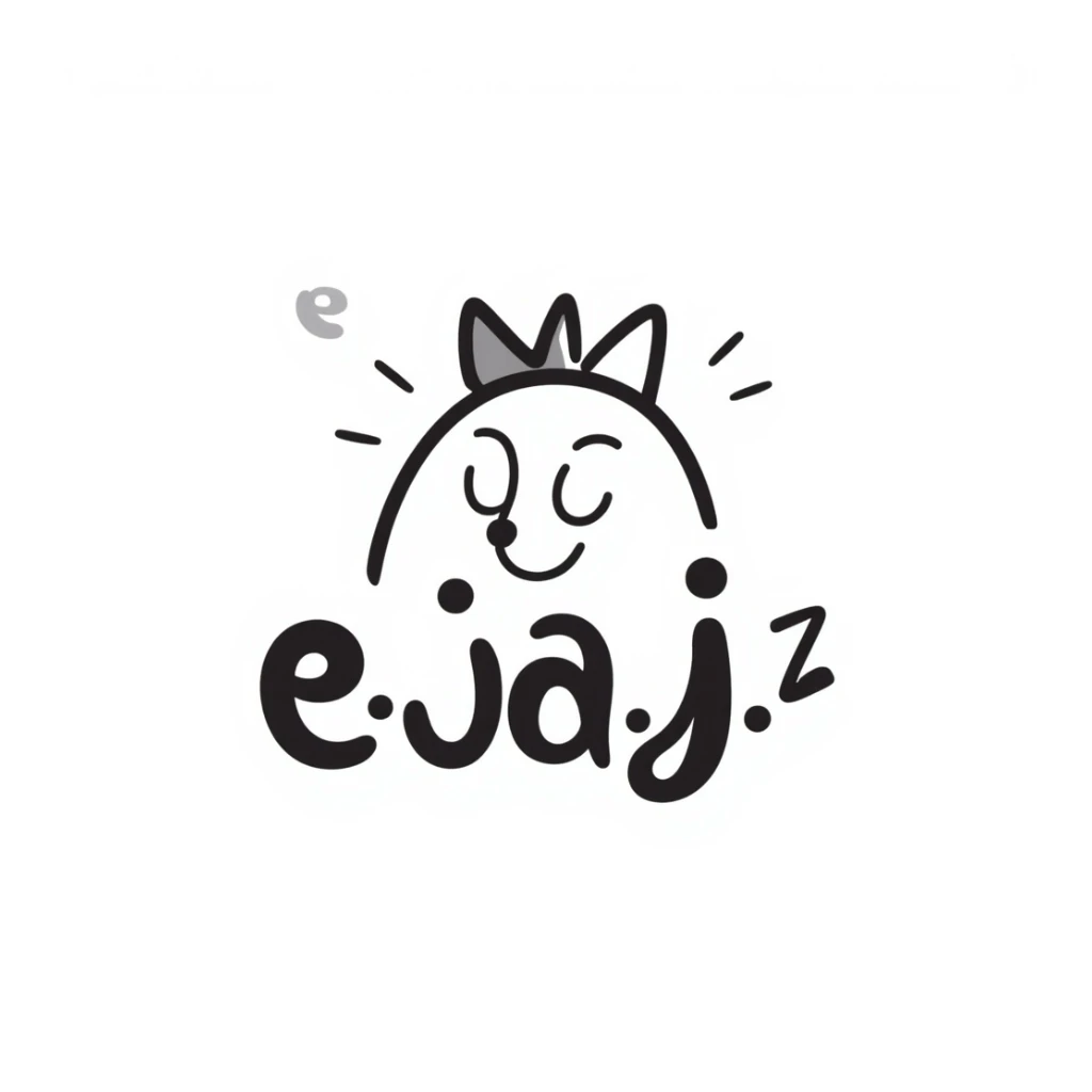 quirky 'eoji' logo, hand-drawn style, unique lettering, creative and artistic, fun and memorable sticker