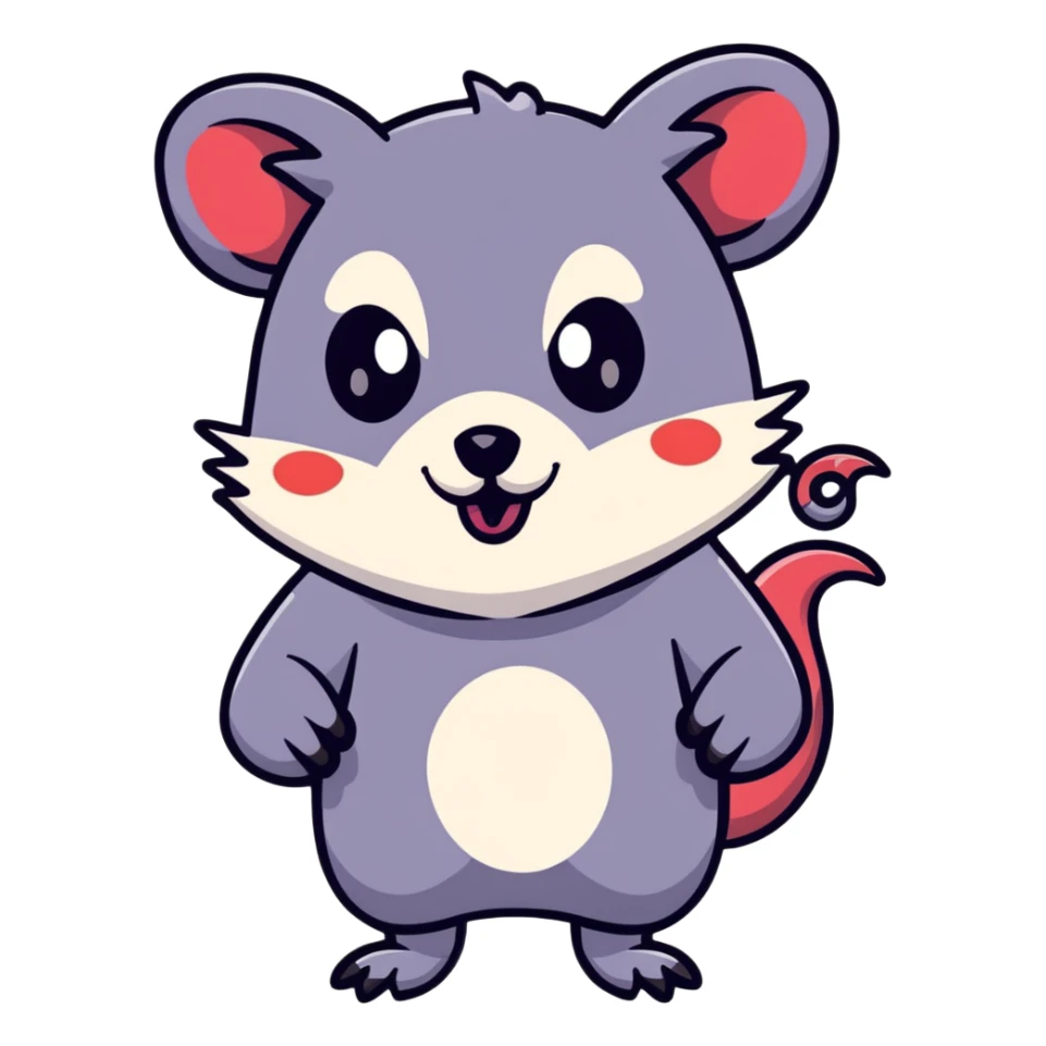 goth possum with dark colors, piercings, black lipstick sticker