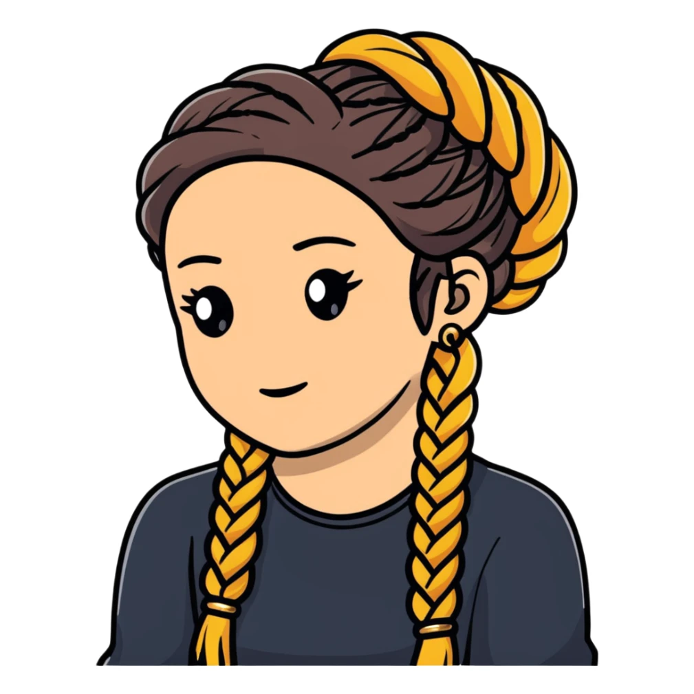 braided hair with gold rings sticker