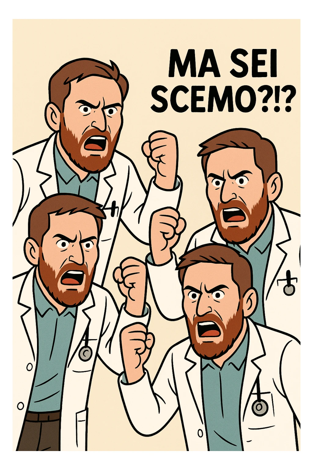 Dottore con la stessa faccia e camicie, dice "Ma sei scemo?!?" sticker