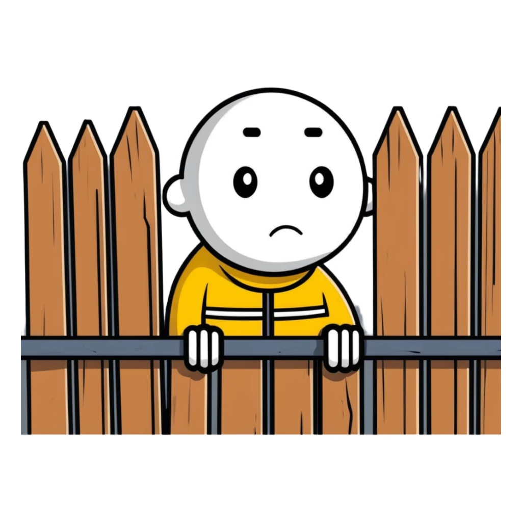 A thinking face next to an old fence, representing Chesterton's Fence principle sticker