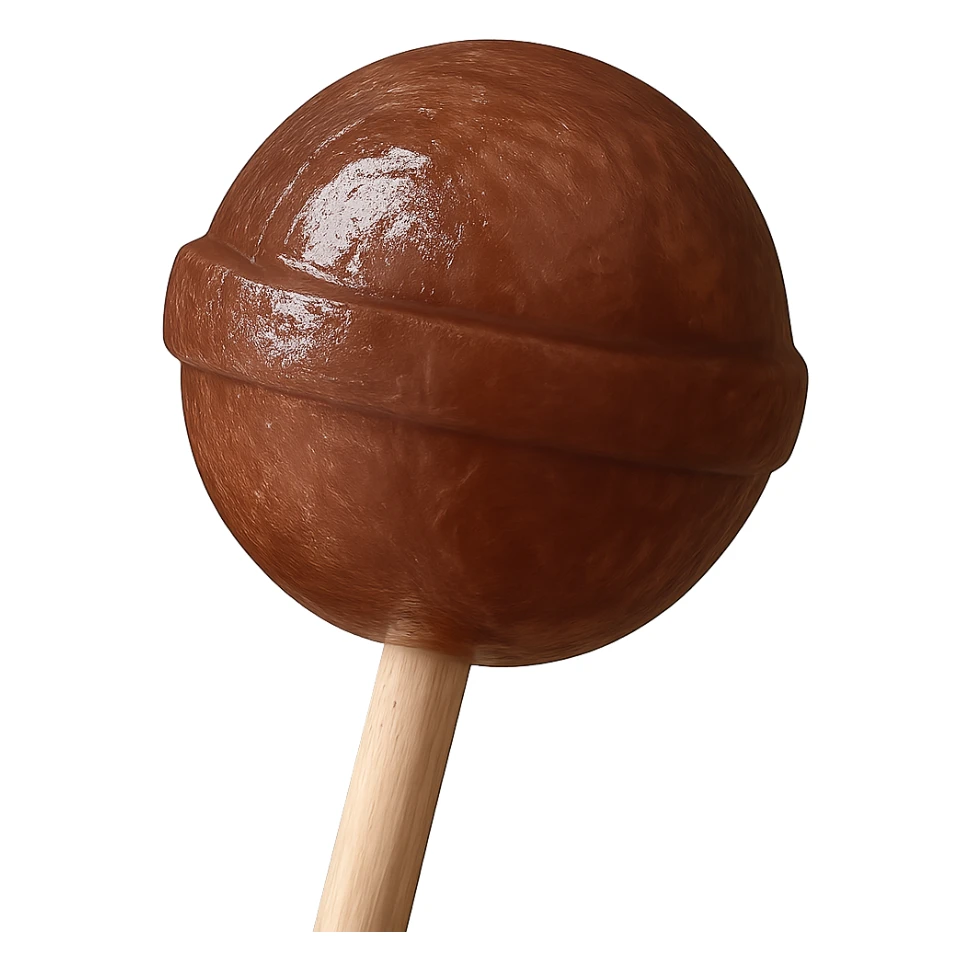 Change the lollipop color to brown in a realistic style, keep the background transparent. sticker