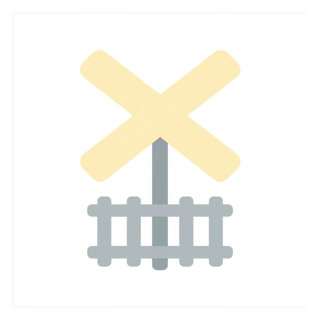 railway crossing sign, flat color, simple and minimal, no text sticker