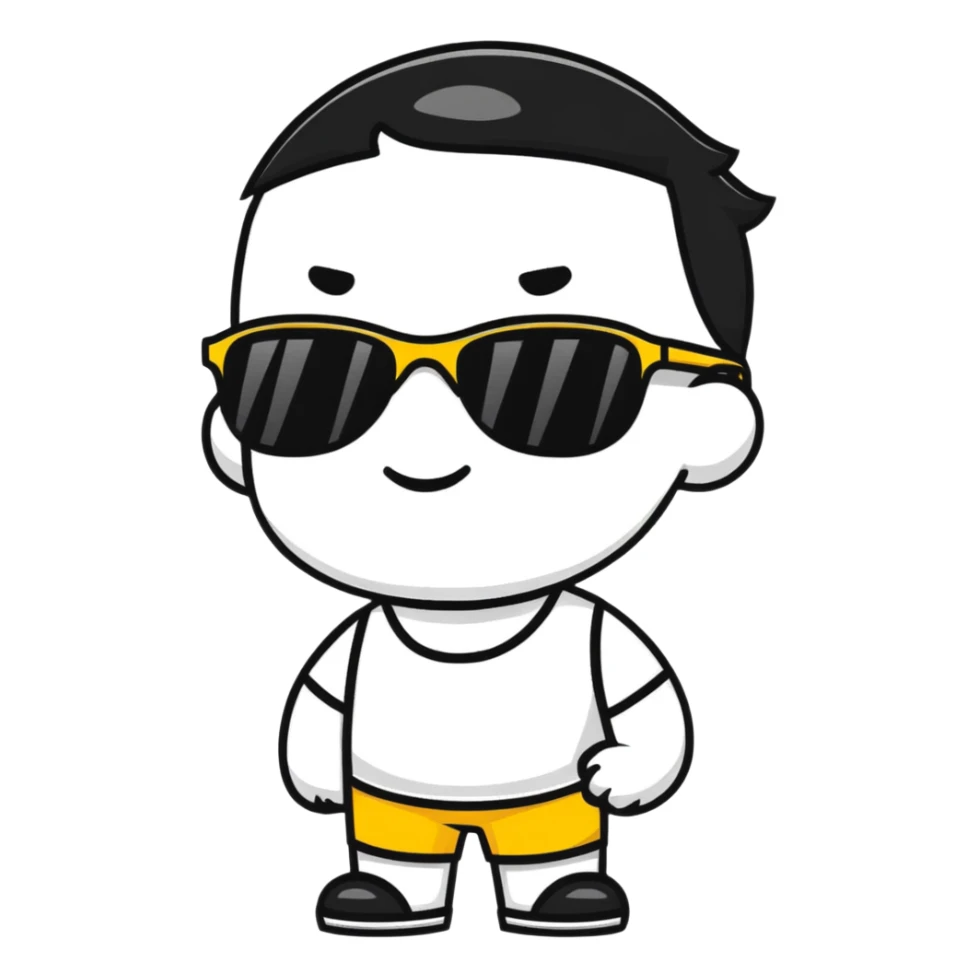 Fun character looking super cool with sunglasses and a confident pose sticker