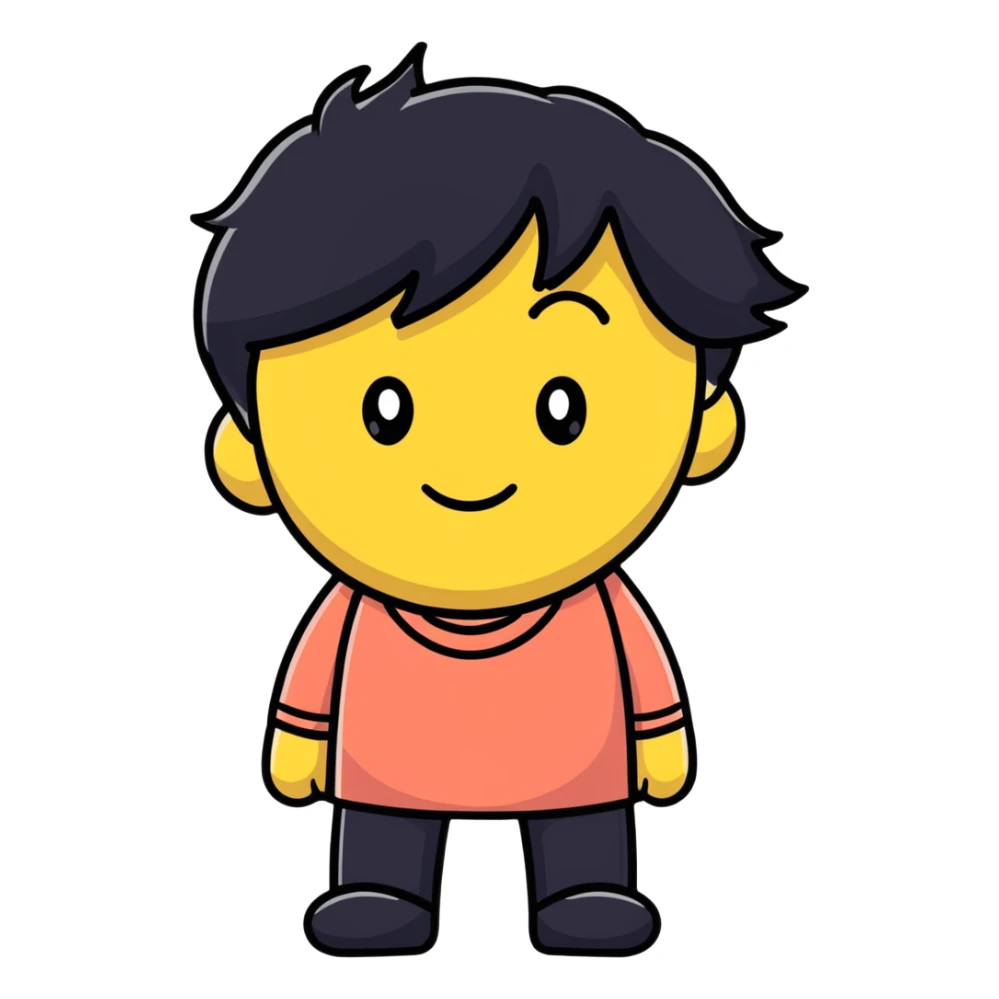 embarrassed white smiley with black hair sticker