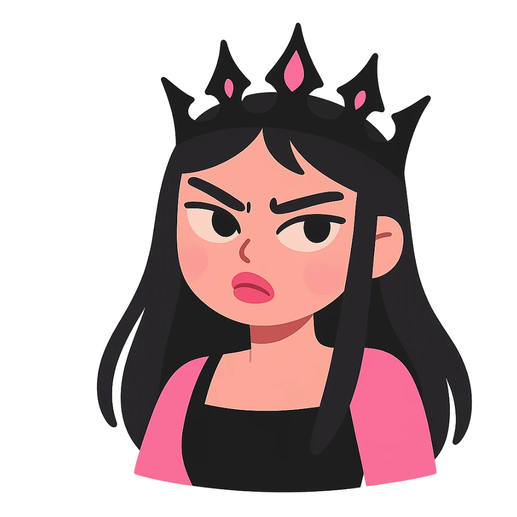 BLACKPINK-inspired gothic tiara, no hearts, soft and expressive, black and pink sticker