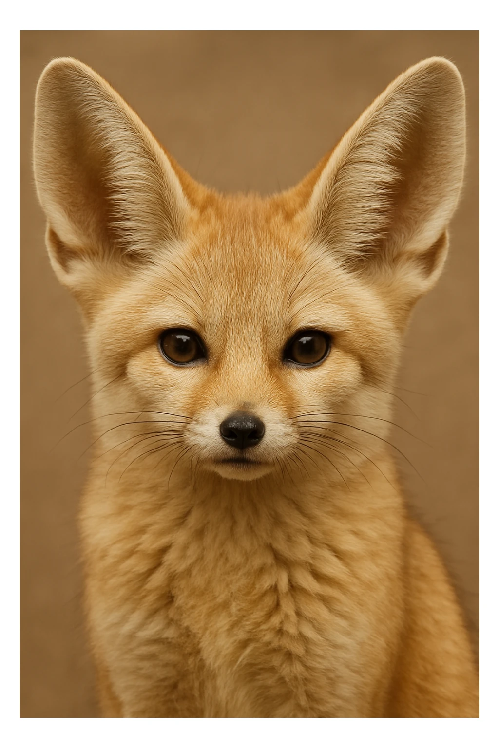 head of a fennec fox, detailed fur, large ears, neutral expression sticker
