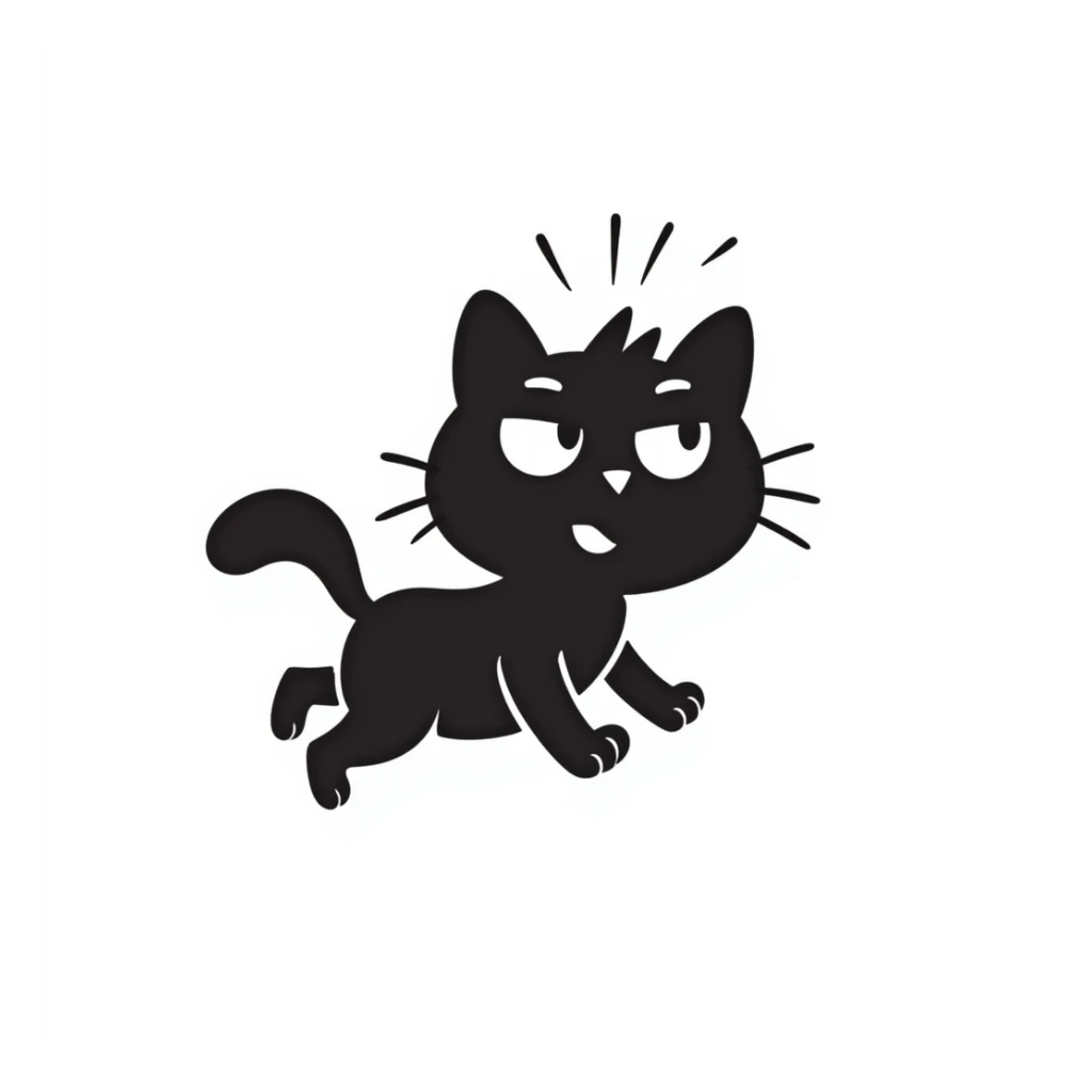 hand-drawn doodle of a cat attacking, sketchy lines, simple and fun sticker