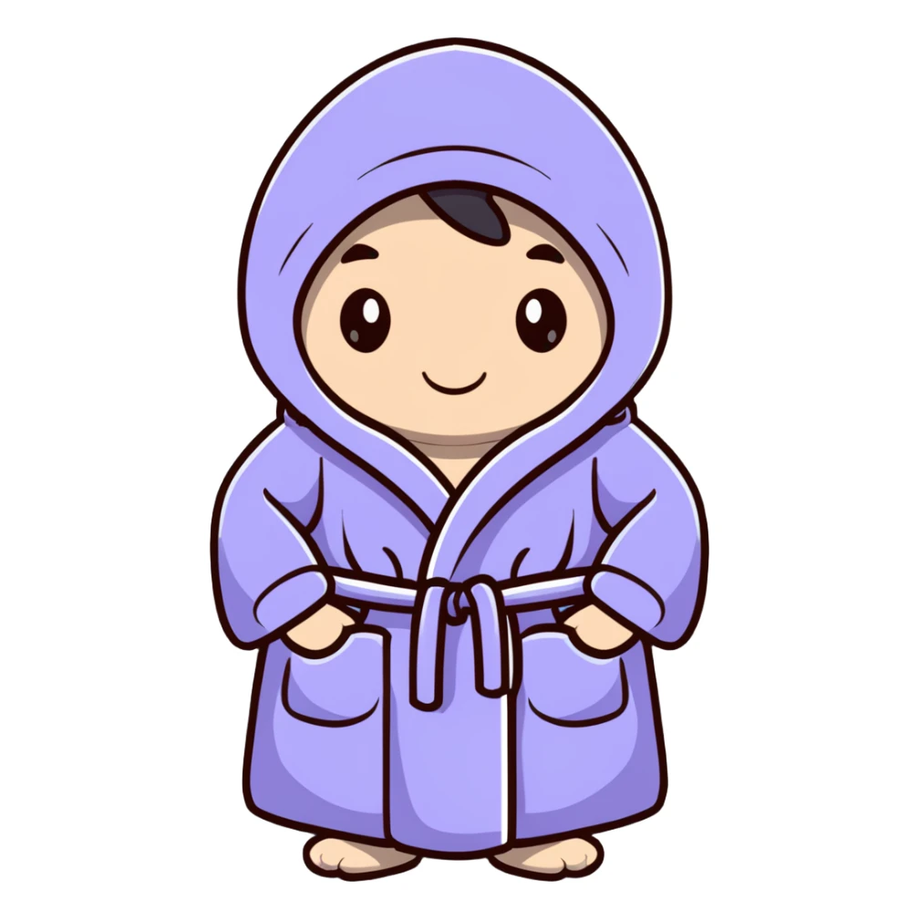 cozy pink fluffy dressing gown with hood sticker