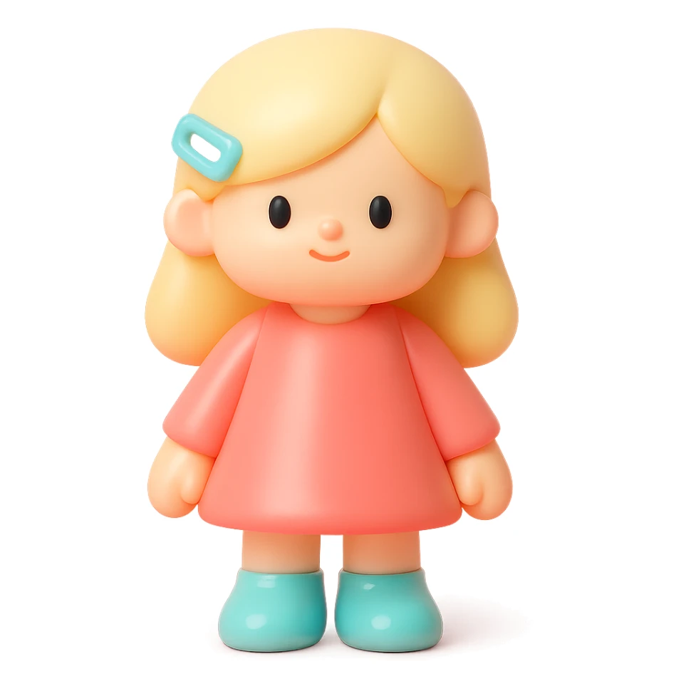 hairclip, collectible toy look, vinyl figure style sticker