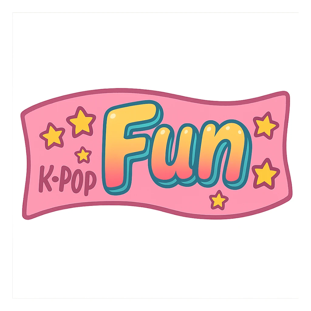pink kpop fan banner with stars, fun sticker