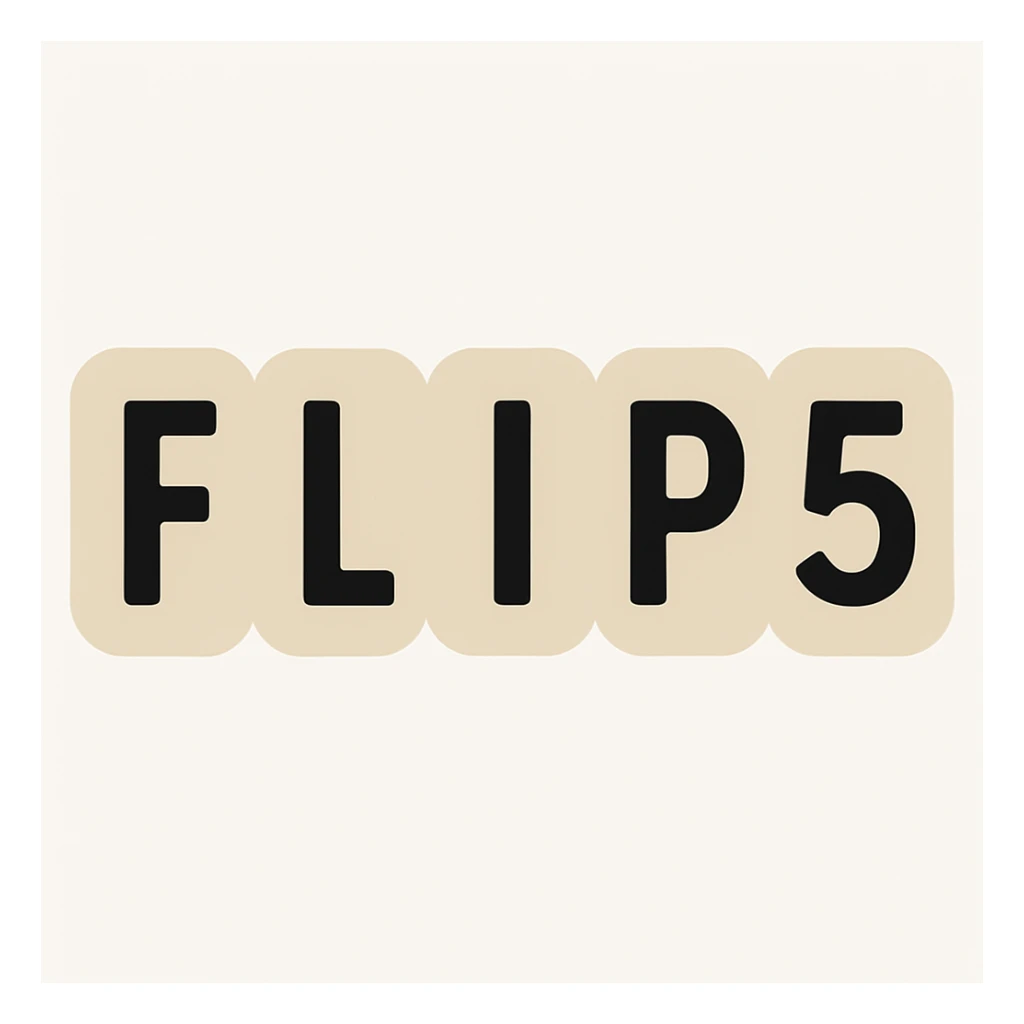 Make all the boxes the same color, keeping the minimal, modern, and clean look for the 'flip5' logo. Each letter remains in its own rounded box, but all boxes share a single color. sticker