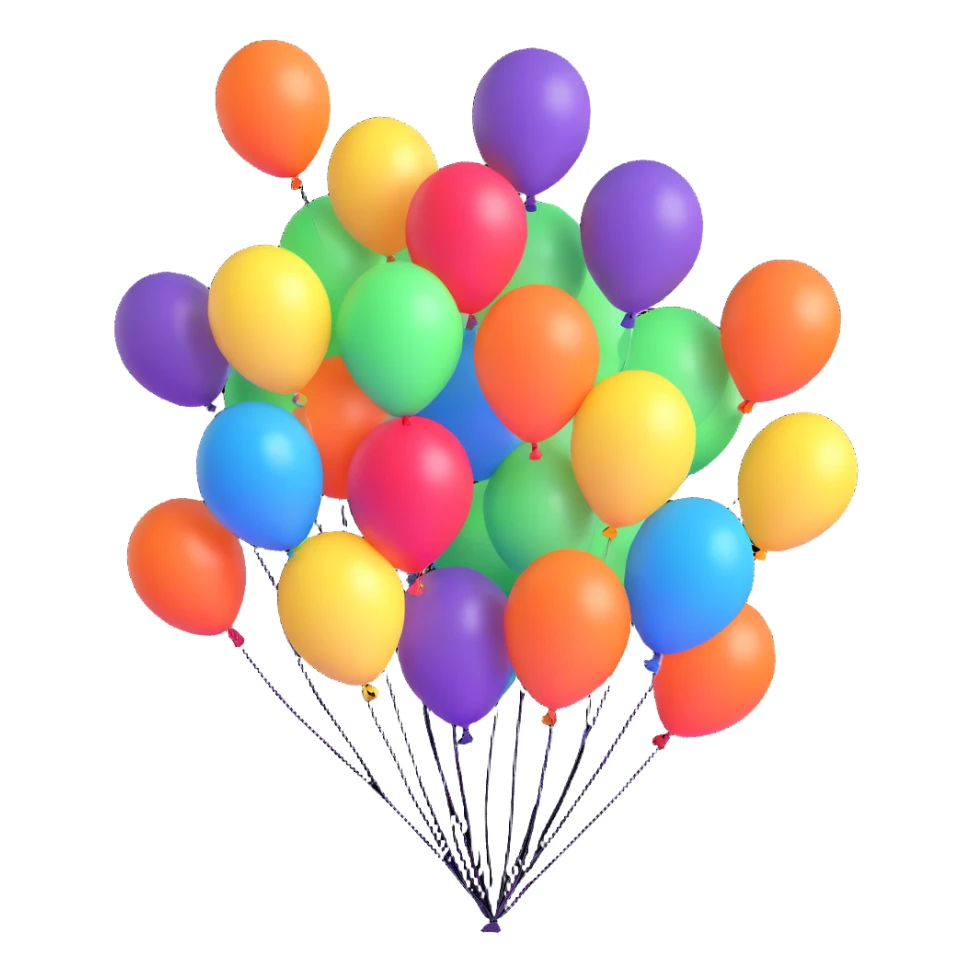 Vibrant multicolored balloons floating freely in the sky sticker