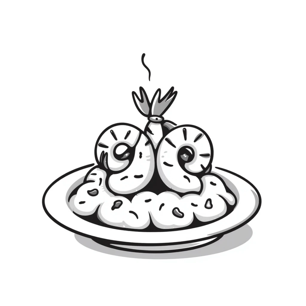 A plate of delicious seafood rice with prawns sticker