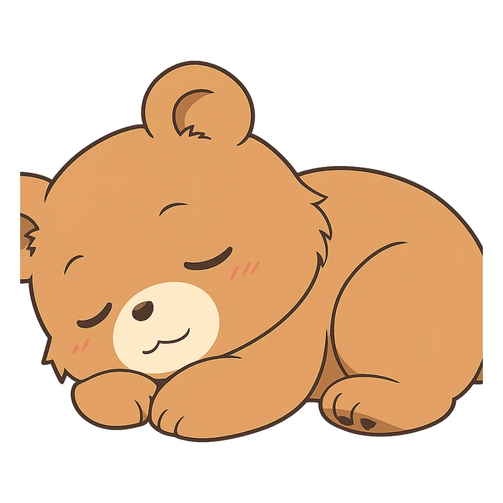 anime style cute bear sleeping, looking peaceful and adorable sticker