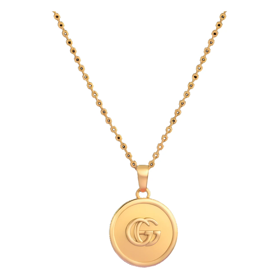 luxury gold Gucci chain necklace with pendant sticker