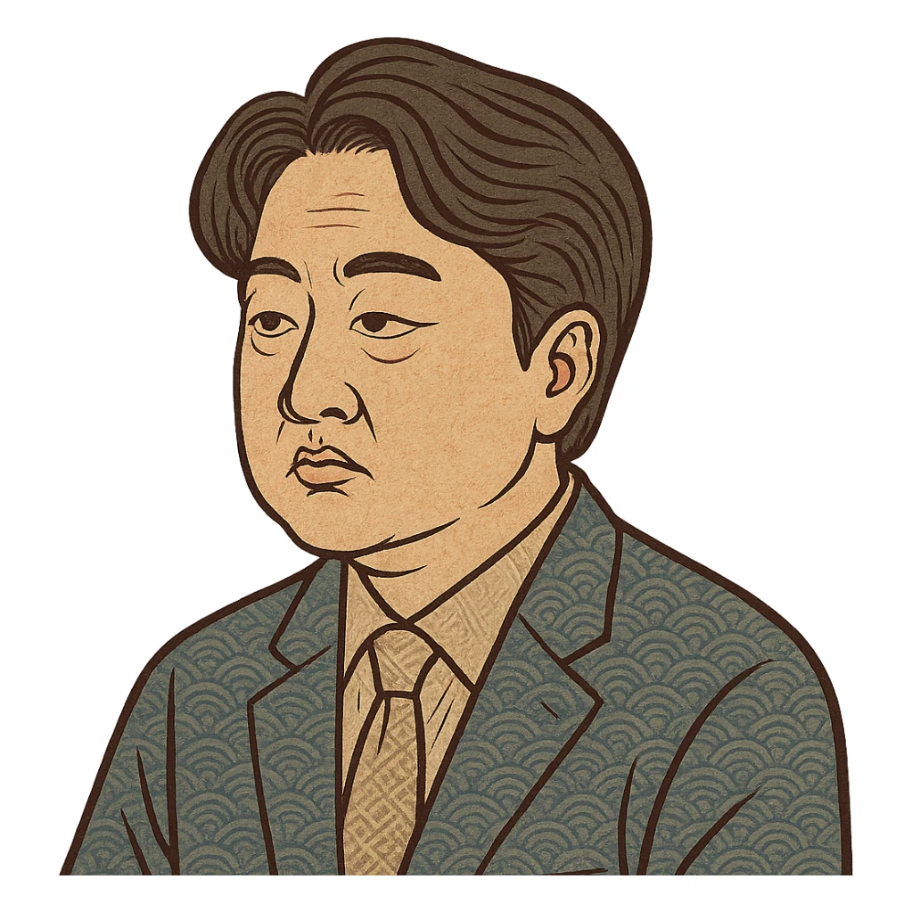 ukiyo-e style portrait of Lee Jun Seok, opposition leader sticker
