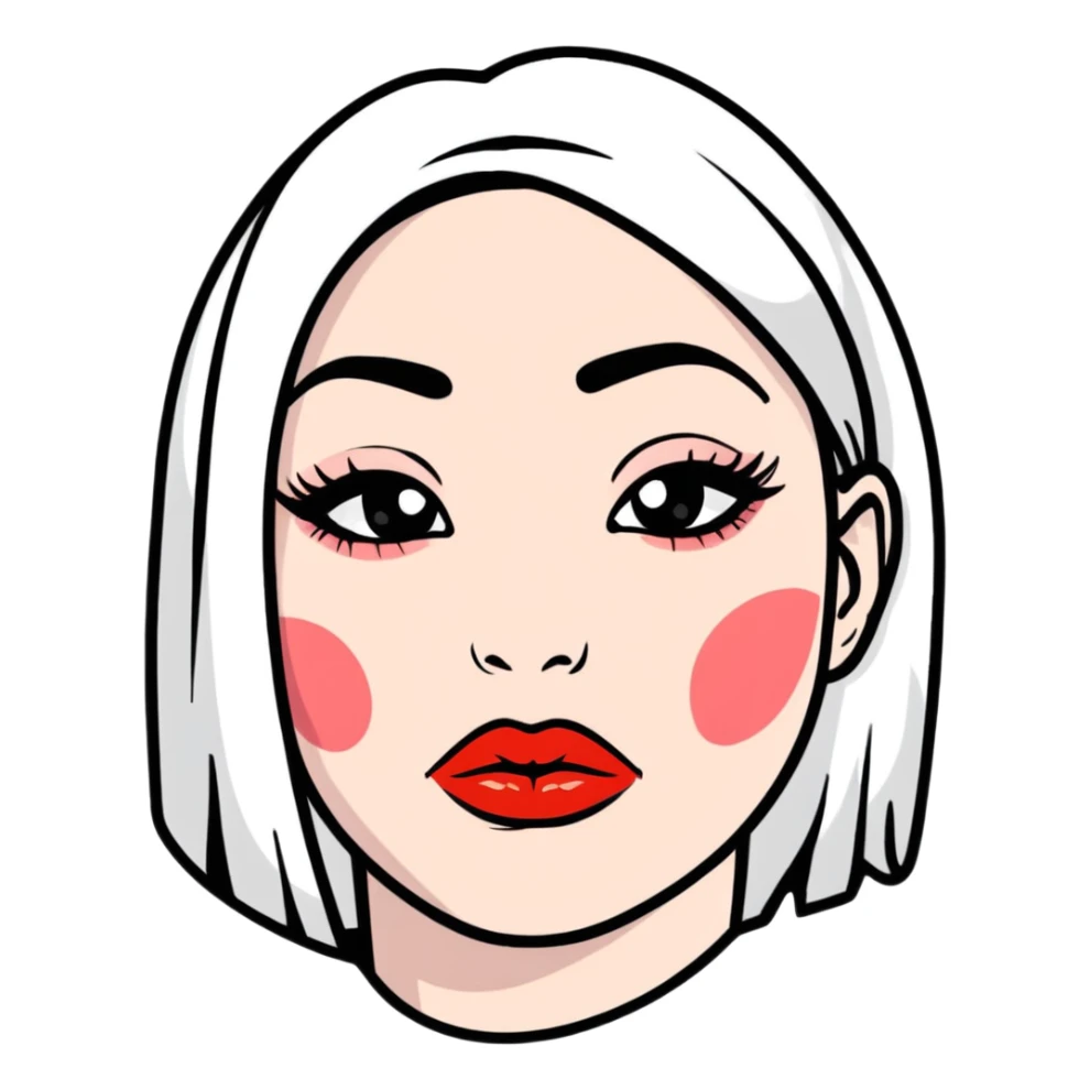 juicy pouty baddie lips with overlined matte lipstick sticker