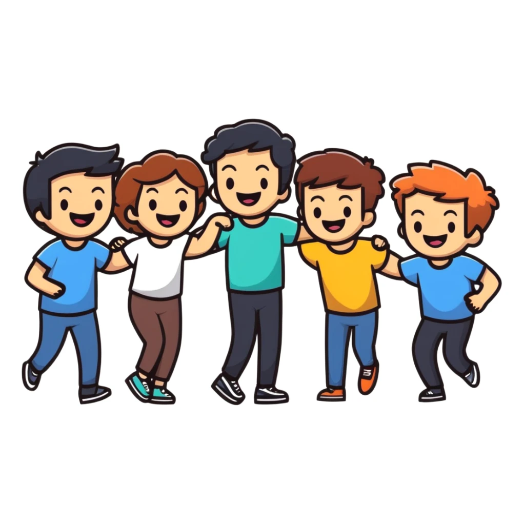group of friends laughing together sticker
