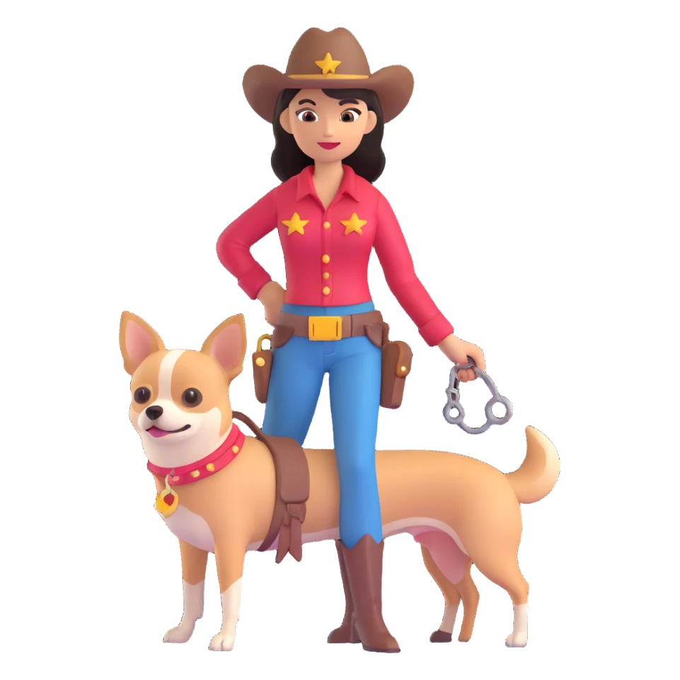 femme cowboy avec son chihuahua sticker