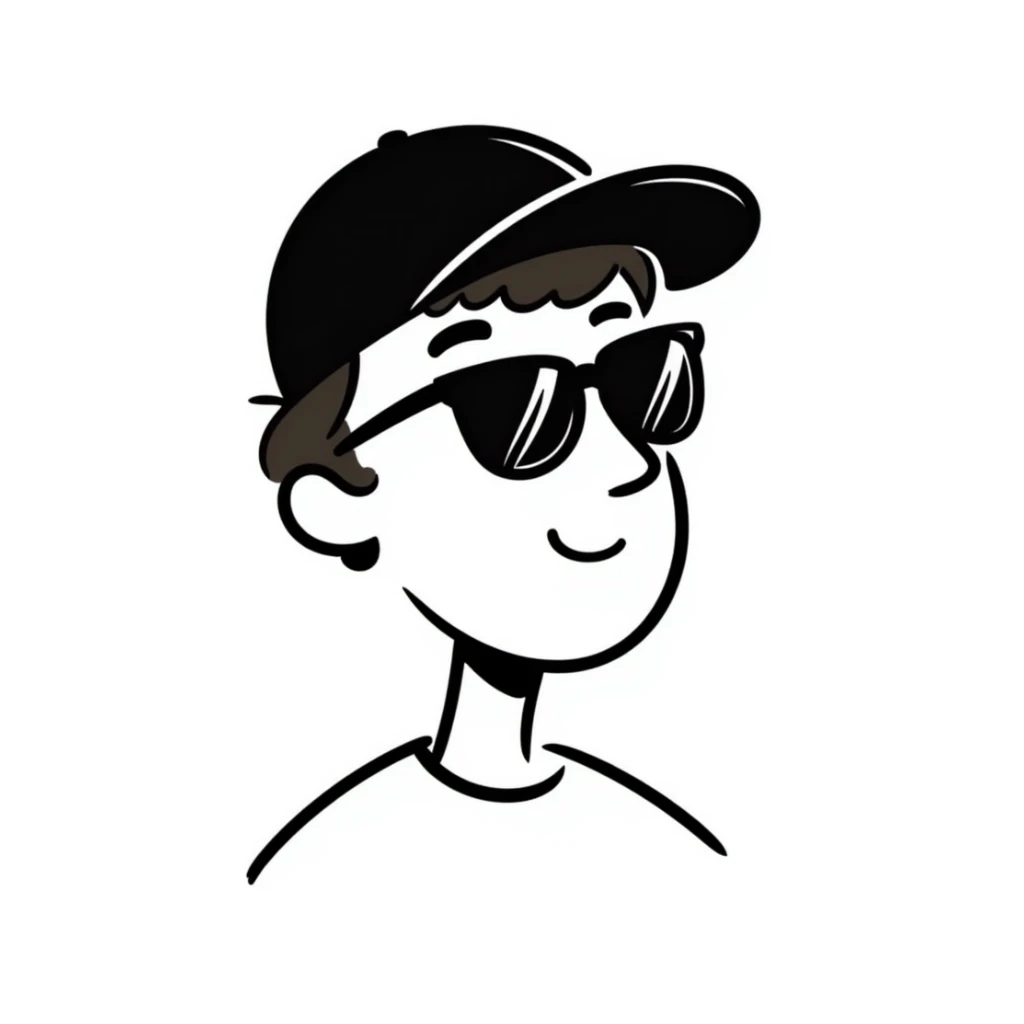 guy with brown hair, baseball cap, wearing polarized Pit Viper glasses sticker