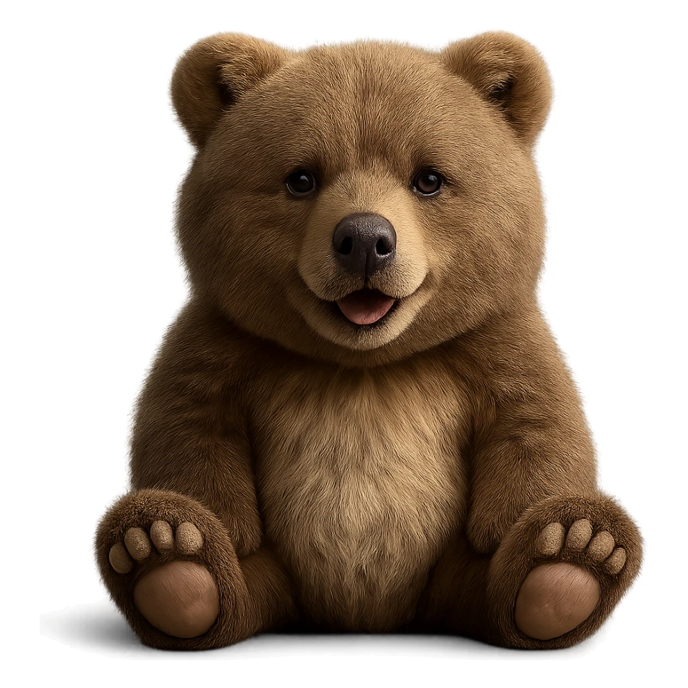 Make the bear more realistic with no background, photorealistic style. sticker
