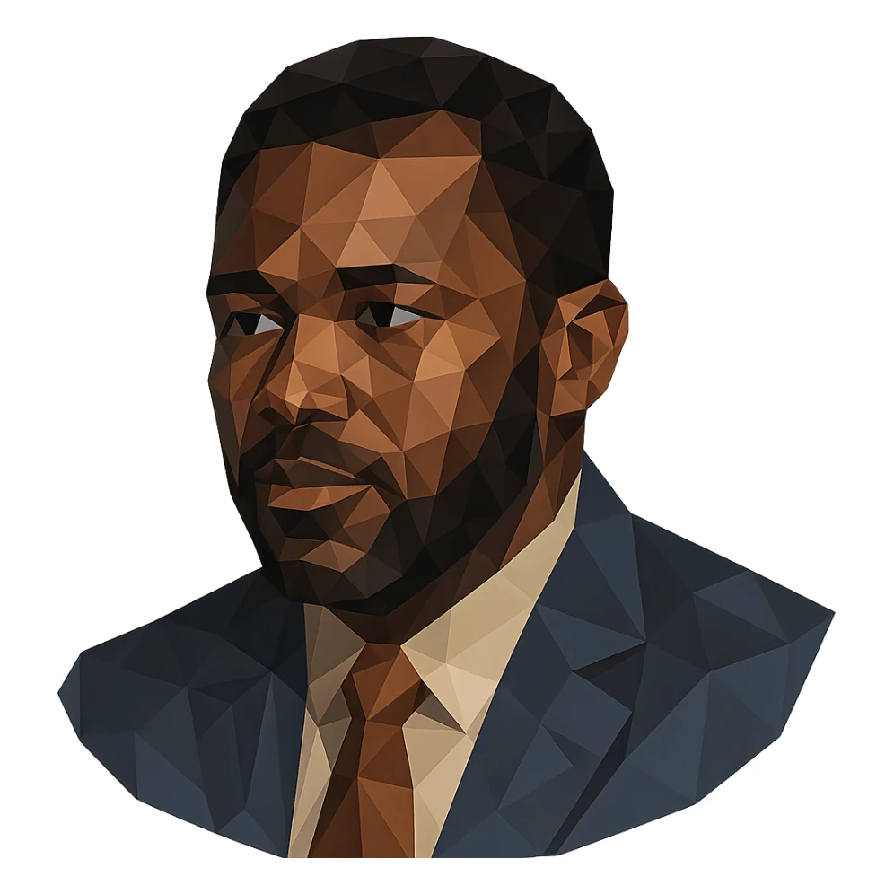 low-poly style portrait of Mr. Sorhaindo sticker
