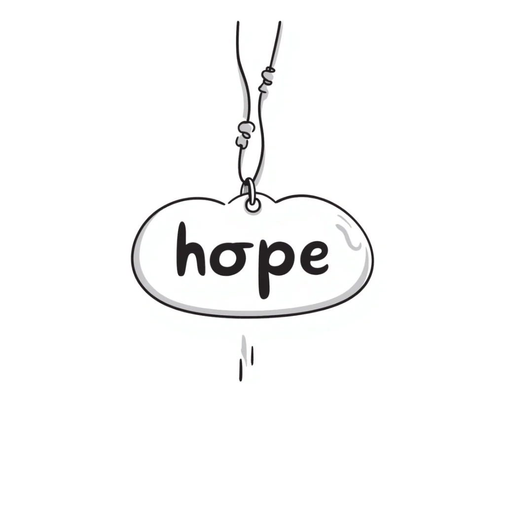 pendant with a motivational word like 'hope' or 'strength' on a chain sticker