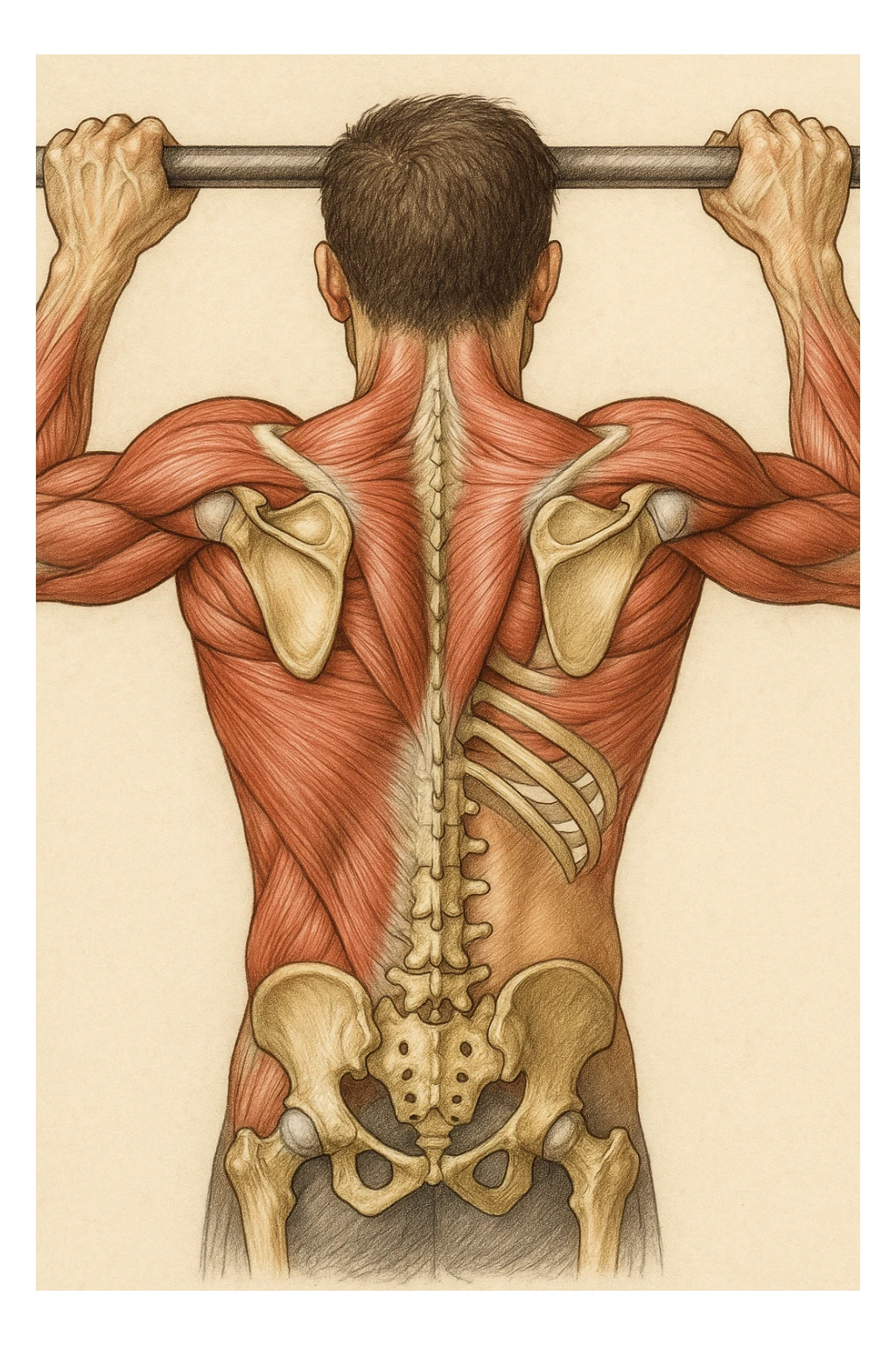 vista delle scapole durante le trazioni, visione anatomica sticker