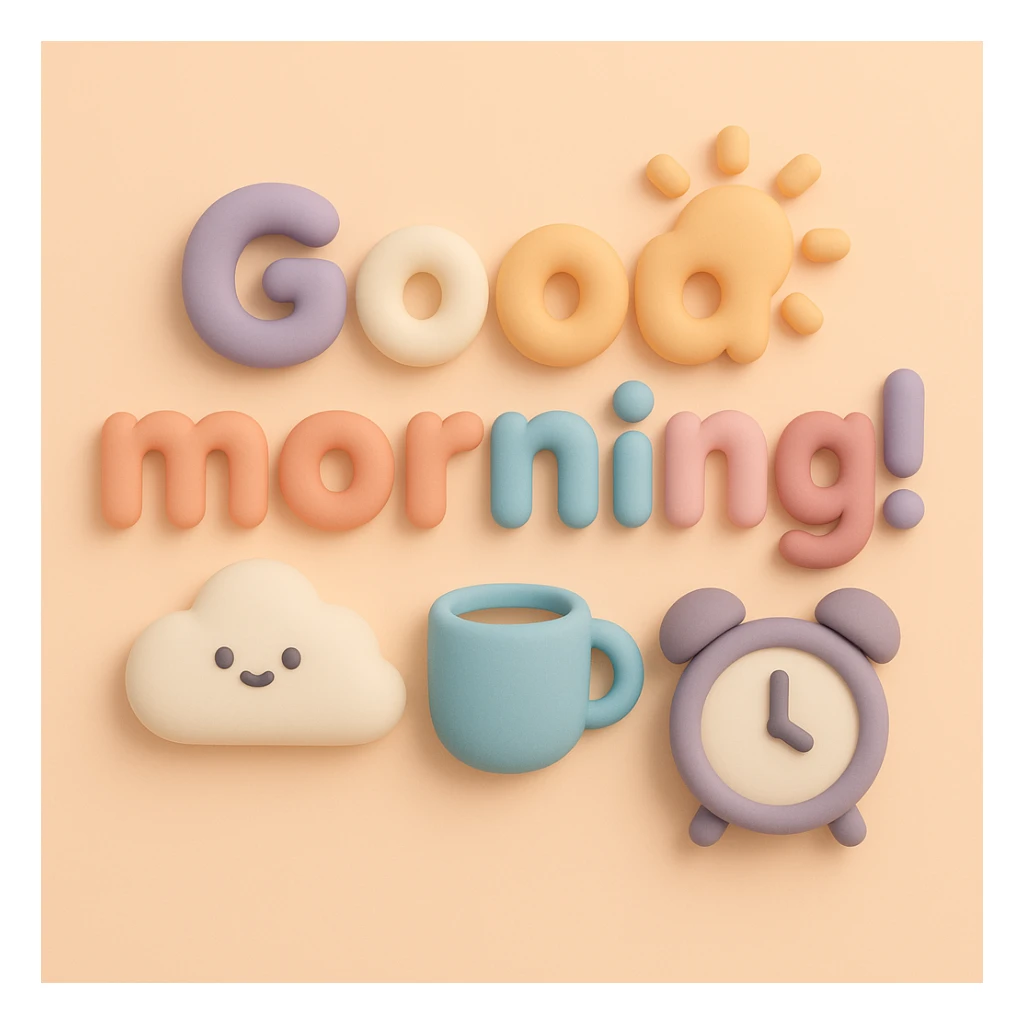 ”Good morning!” in mochi style sticker