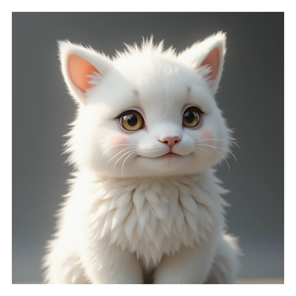 chiikawa character, photorealistic, soft lighting, white fur, expressive eyes, minimal background sticker