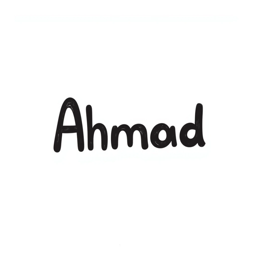 Der Name Ahmad handgezeichnet als Doodle-Stil mit Text sticker