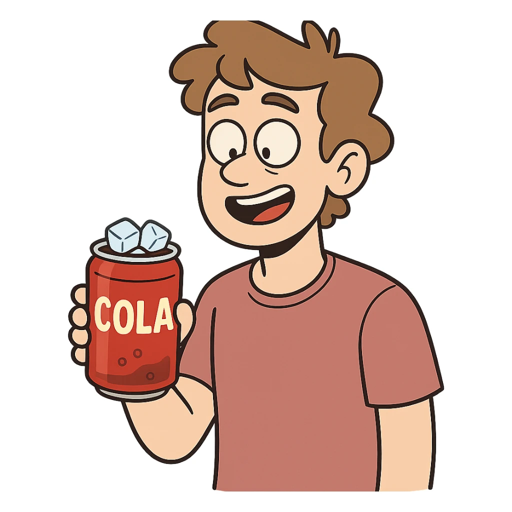 cola can with ice cubes, modern flat design sticker
