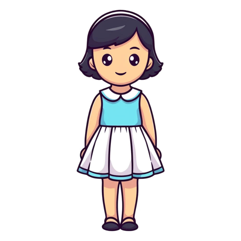 teen girl in a blue dress sticker
