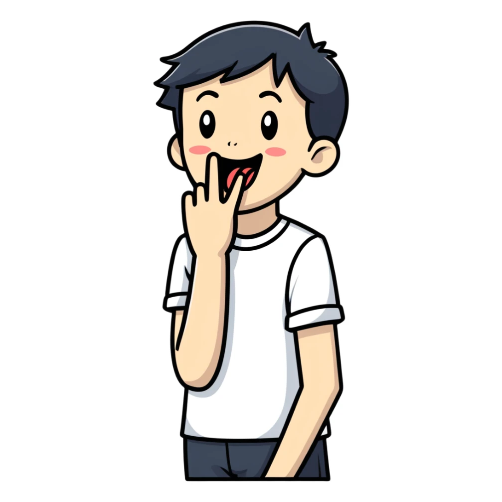 Tongue out with hand to side sticker