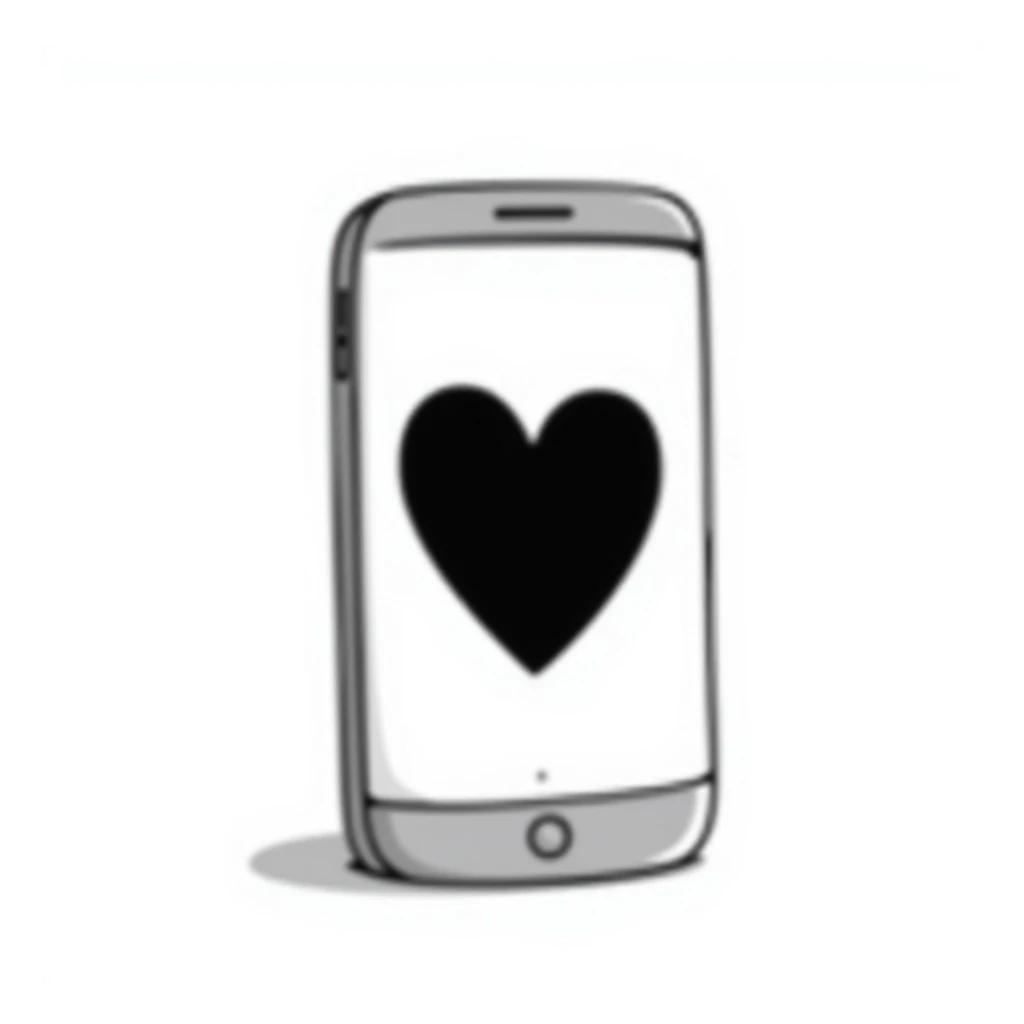 smartphone with a big heart sticker