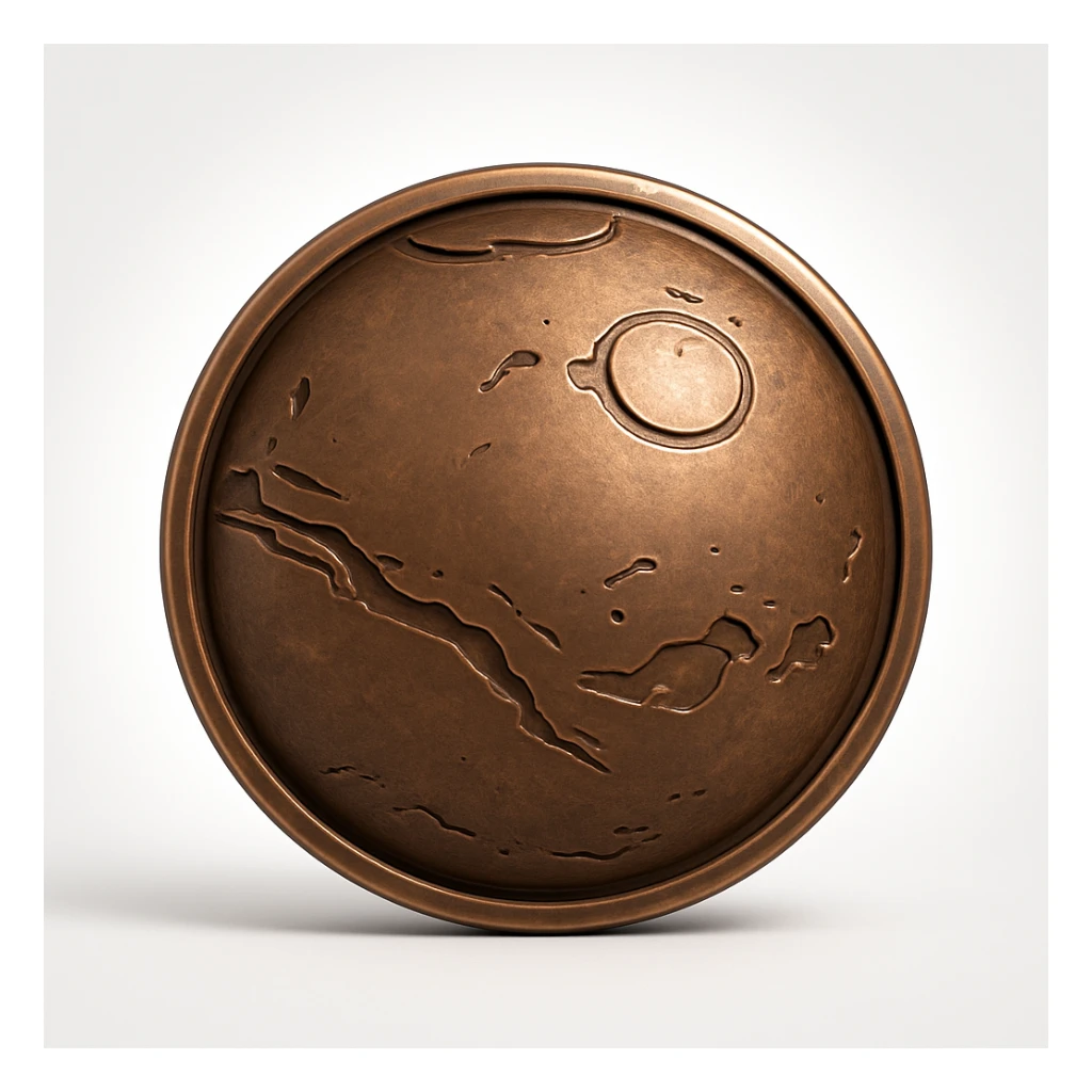 rose gold Mars, simple icon, metallic texture, no text sticker