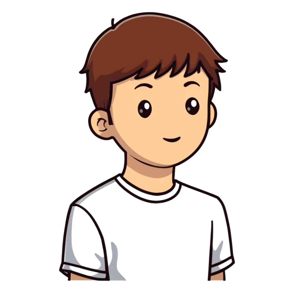 sad person with brown short hair sticker