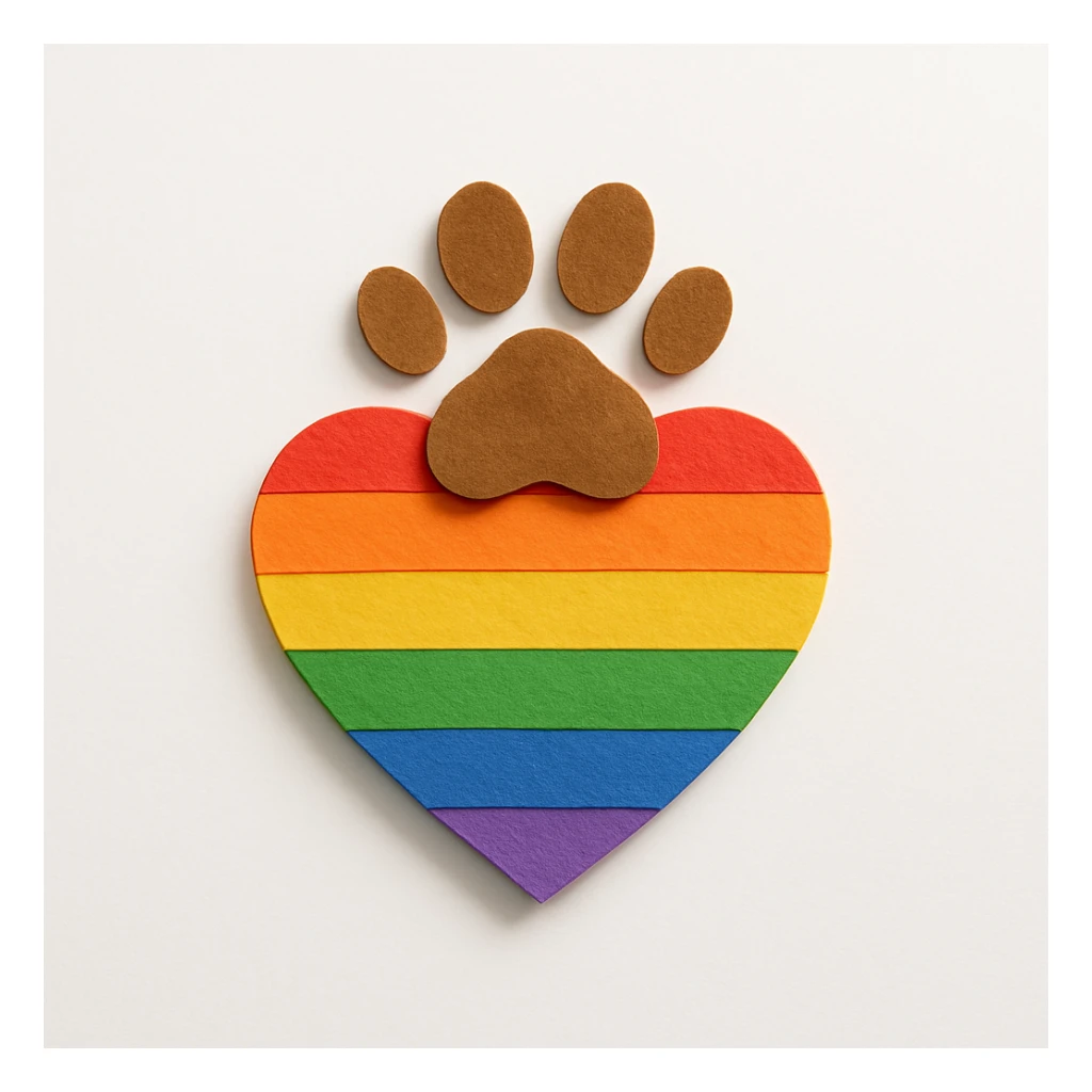 rainbow pride heart with a paw print on top, no text sticker